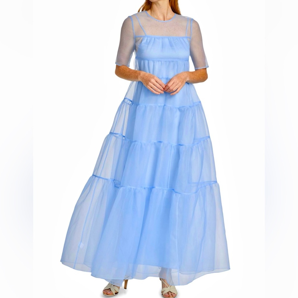 🌺🎉HP🎉🌺 NWT Staud Hyacinth Tiered Organza Maxi Dress French Blue - Picture 8 of 15